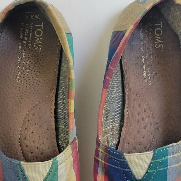 TOMS slip on shoes Womens Size 9.5 multicolor plaid - Picture 3 of 7